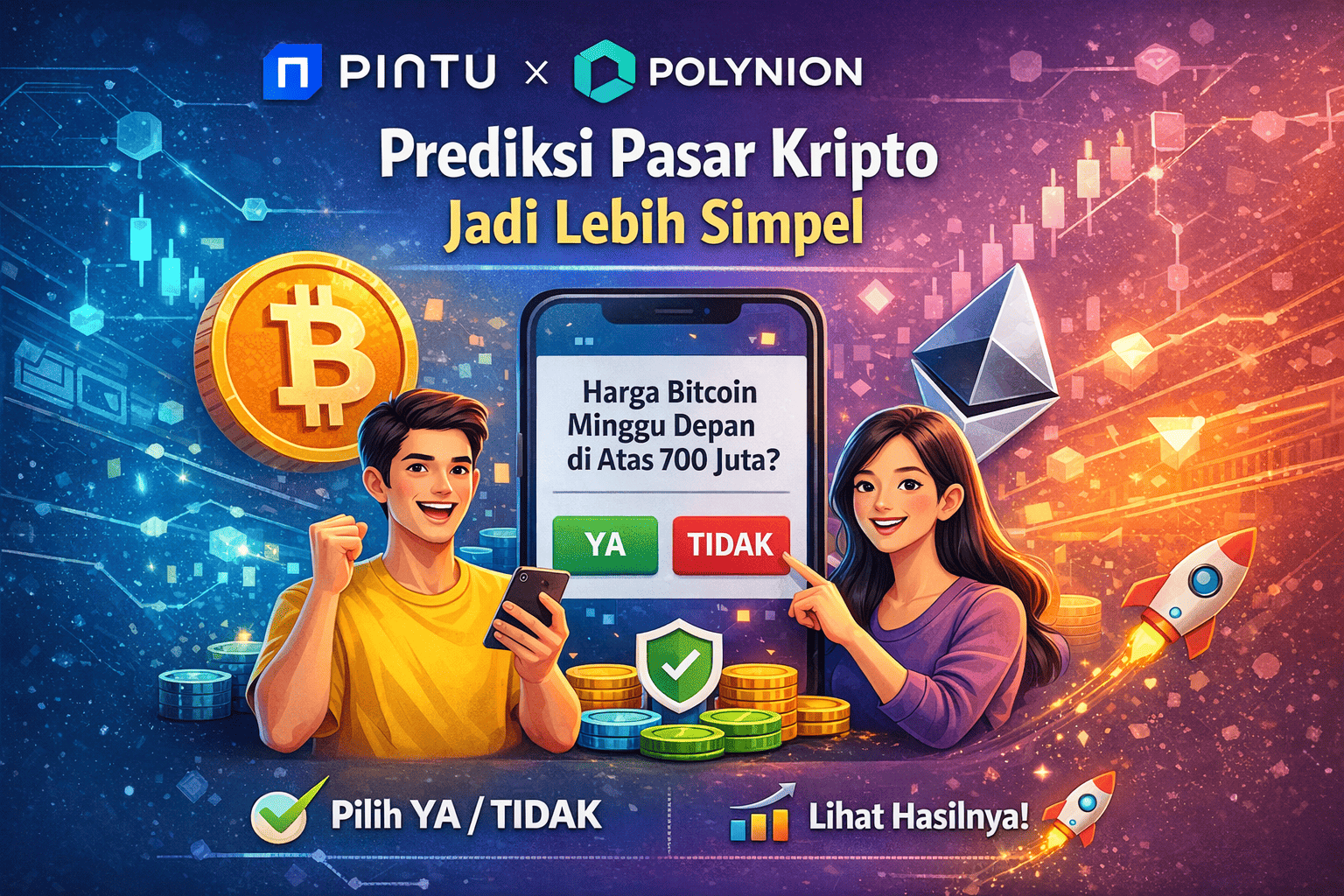 Ilustrasi Pintu x Polynion sebagai platform prediksi pasar kripto untuk pemula