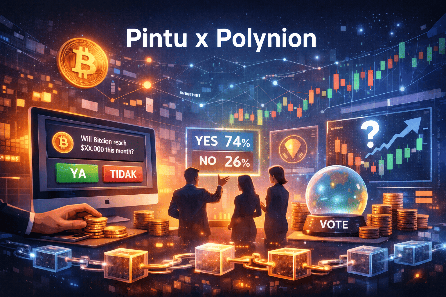ilustrasi prediction market kripto Pintu x Polynion